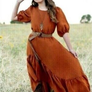 Joyfolie Mia Joy Gabriella Maxi Dress - Terracotta - Size 7 (Girls)